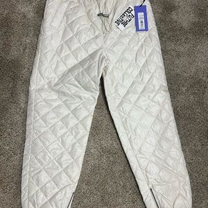 White Quilted Track Pants
